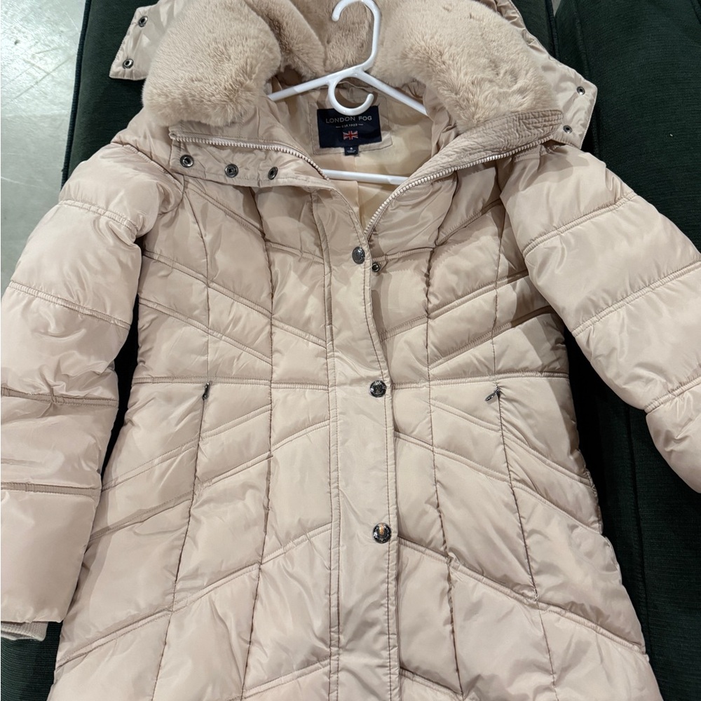 London Fog Women’s Light Beige/Pink Puffer Jacket